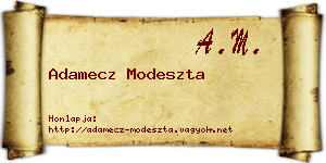 Adamecz Modeszta névjegykártya
